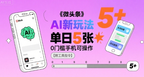 微头条AI新玩法，小白单日5张+，0门槛手机可操作【附工具指令】 - 猎人社区-猎人社区