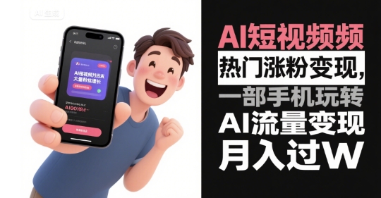 AI短视频热门涨粉变现，一部手机玩转AI流量变现，月入过W - 猎人社区-猎人社区
