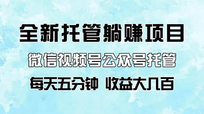 全新托管躺赚项目，微信视频号公众号托管代运营，每天五分钟，收益大几百 - 猎人社区-猎人社区