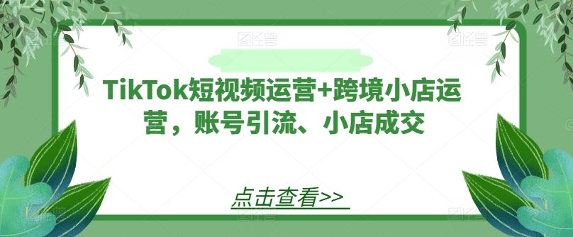 TikTok短视频运营+跨境小店运营，账号引流、小店成交 - 猎人社区-猎人社区