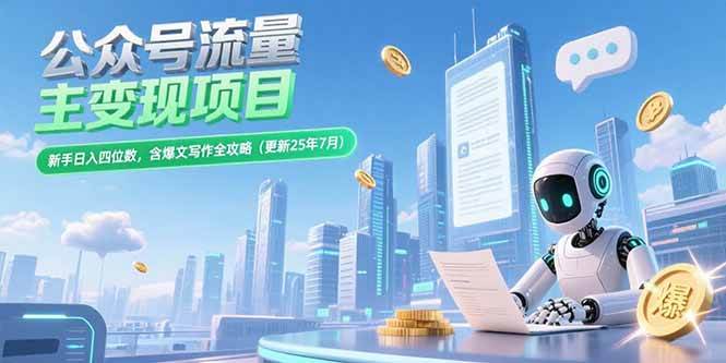 公众号流量主变现项目，新手日入四位数，含爆文写作全攻略(更新25年7月 - 猎人社区-猎人社区