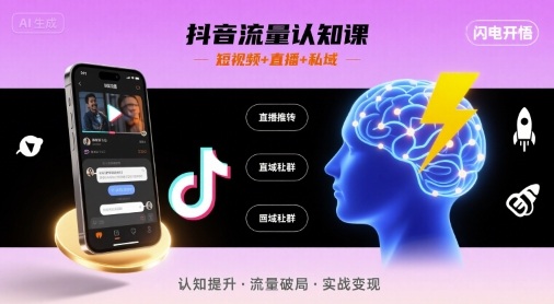 抖音流量认知课，短视频+直播+私域，认知提升，闪电开悟 - 猎人社区-猎人社区