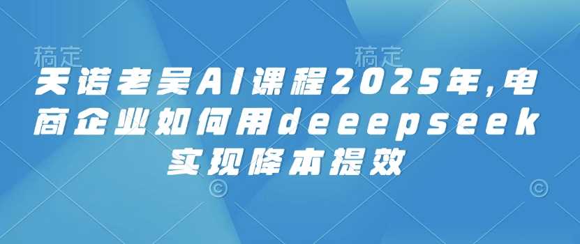 天诺老吴AI课程2025年，电商企业如何用deeepseek实现降本提效-猎人社区