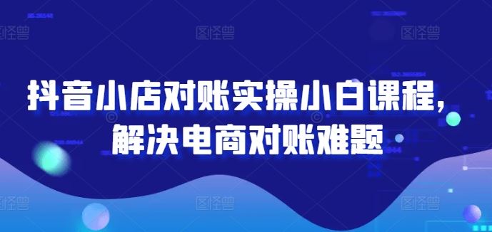 抖音小店对账实操小白课程，解决电商对账难题 - 猎人社区-猎人社区