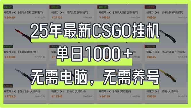 25年最新CSGO挂机系统，单日1000+，无需电脑，无需养号，0基础可上手 - 猎人社区-猎人社区