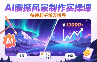 AI震撼风景制作实操课，快速起千粉万粉号 - 猎人社区-猎人社区