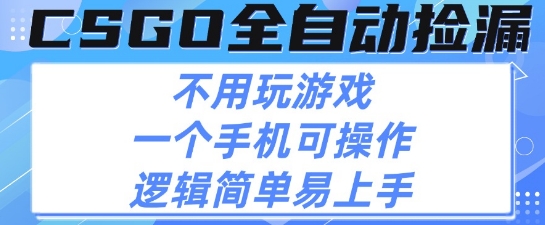 CSGO自动捡漏项目，最新独家玩法，不用挂G不用玩游戏，一个手机即可操作，新手小白轻松月入1W+【揭秘】 - 猎人社区-猎人社区