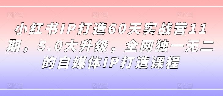 小红书IP打造60天实战营11期，5.0大升级，全网独一无二的自媒体IP打造课程 - 猎人社区-猎人社区