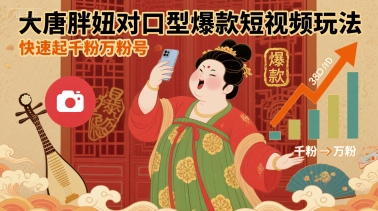大唐胖妞对口型爆款短视频玩法，快速起千粉万粉号 - 猎人社区-猎人社区
