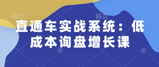 直通车实战系统：低成本询盘增长课，让个人通过技能实现升职加薪，让企业低成本获客，订单源源不断-猎人社区