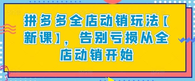 拼多多全店动销玩法【新课】，告别亏损从全店动销开始 - 猎人社区-猎人社区