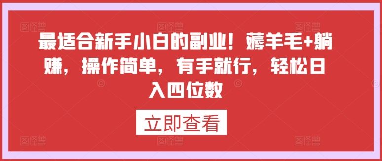 最适合新手小白的副业！薅羊毛+躺赚，操作简单，有手就行，轻松日入四位数【揭秘】 - 猎人社区-猎人社区