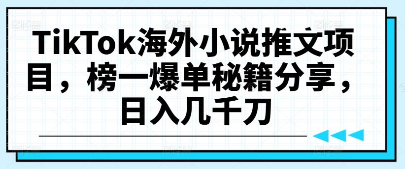 TikTok海外小说推文项目，榜一爆单秘籍分享，日入几千刀 - 猎人社区-猎人社区