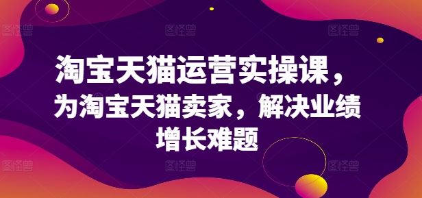 淘宝天猫运营实操课，为淘宝天猫卖家，解决业绩增长难题 - 猎人社区-猎人社区
