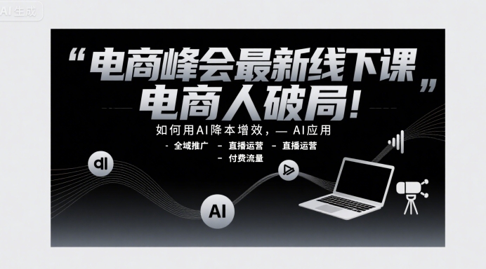 电商峰会最新线下课，电商人破局，如何用AI降本增效，AI应用-全域推广-直播运营-付费流量 - 猎人社区-猎人社区