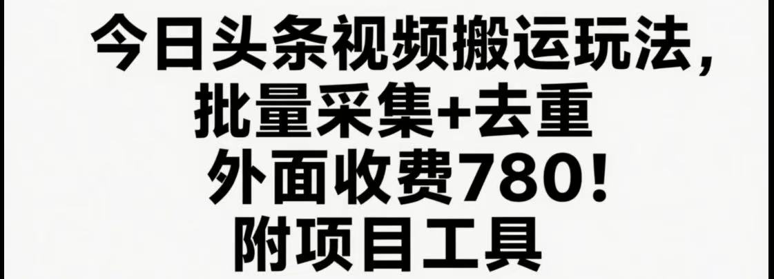 今日头条视频搬运玩法，软件一键去重，轻松日入500+附项目工具 - 猎人社区-猎人社区