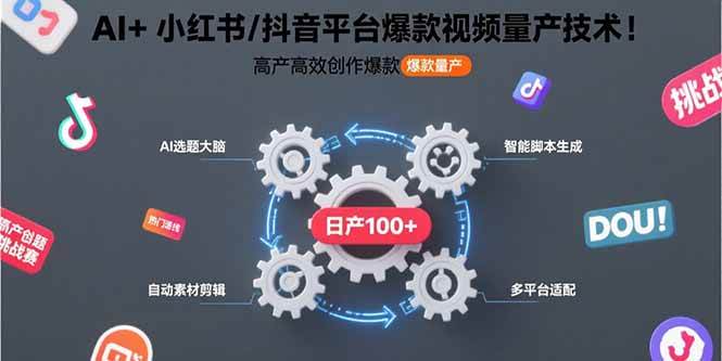 AI+小红书/抖音平台爆款视频量产技术：高产高效创作爆款视频！ - 猎人社区-猎人社区