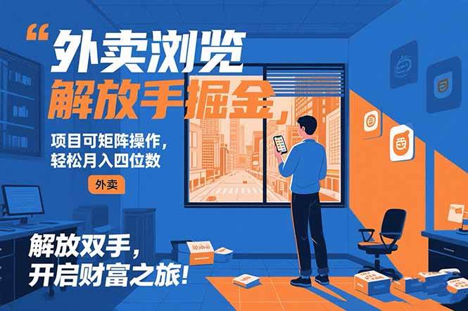 外卖浏览掘金项目 可矩阵操作 轻松日入500+ - 猎人社区-猎人社区