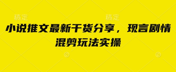 小说推文最新干货分享，现言剧情混剪玩法实操 - 猎人社区-猎人社区
