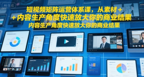 短视频矩阵运营体系课，从素材+内容生产角度快速放大你的商业结果 - 猎人社区-猎人社区