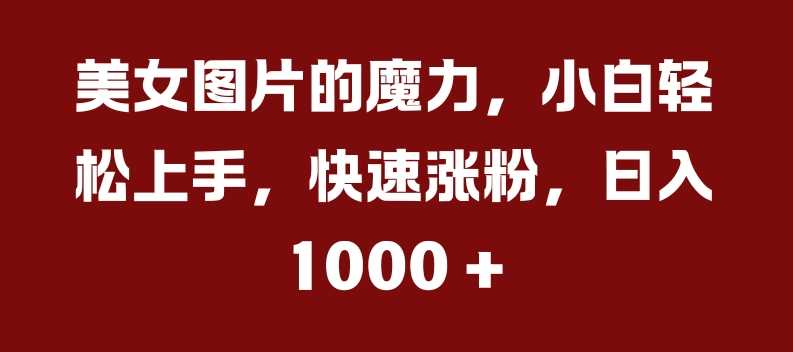 美女图片的魔力，小白轻松上手，快速涨粉，日入几张【揭秘】 - 猎人社区-猎人社区