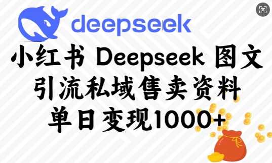 小红书Deepseek图文引流私域售卖资料，单日变现多张 - 猎人社区-猎人社区