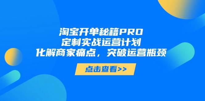 淘宝开单秘籍PRO，定制实战运营计划，化解商家痛点，突破运营瓶颈 - 猎人社区-猎人社区