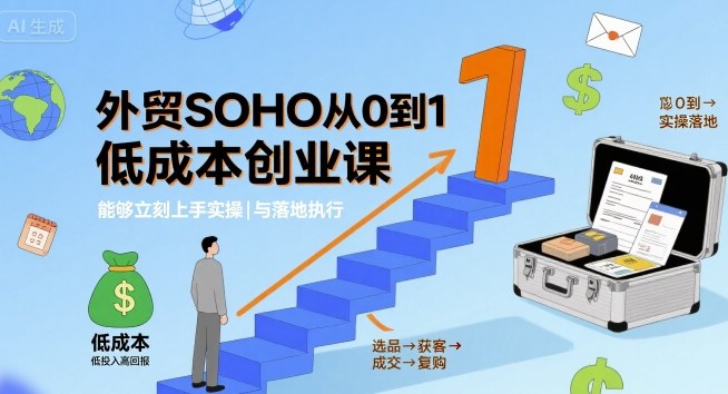 外贸SOHO从0到1低成本创业课，能够立刻上手实操与落地执行-猎人社区