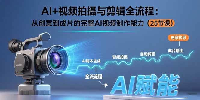 AI+视频拍摄与剪辑全流程：从创意到成片的完整AI视频制作能力（25节课） - 猎人社区-猎人社区
