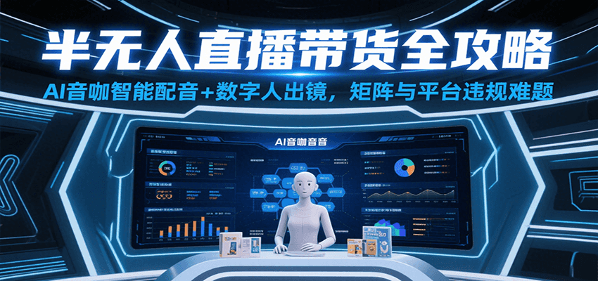 半无人直播带货全攻略：AI音咖智能配音+数字人出镜，解决账号矩阵与平台违规难题 - 猎人社区-猎人社区