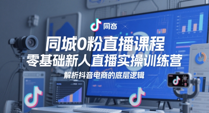 同城0粉直播课程，零基础新人直播实操训练营，解析抖音电商的底层逻辑-猎人社区
