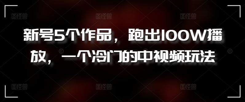 新号5个作品，跑出100W播放，一个冷门的中视频玩法【揭秘】 - 猎人社区-猎人社区