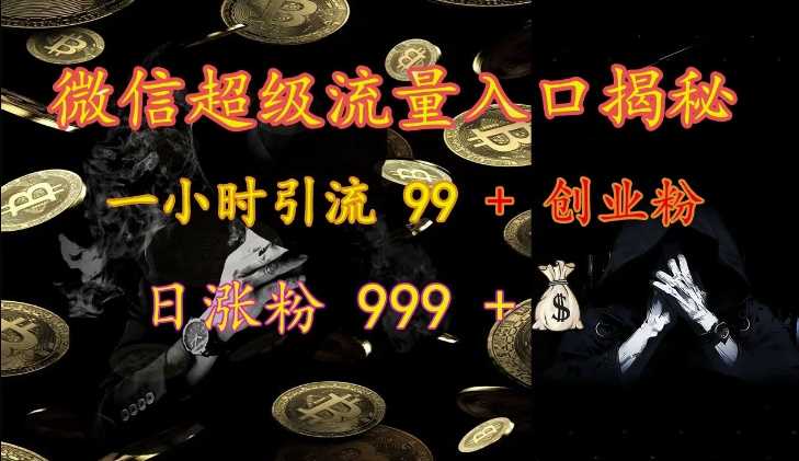 微信超级流量入口揭秘：一小时引流 99 + 创业粉，日涨粉 999 + - 猎人社区-猎人社区