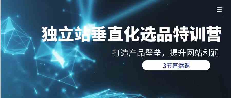 独立站-垂直化选品训练营，打造产品壁垒，提升网站利润（3节直播课） - 猎人社区-猎人社区