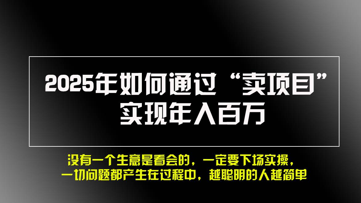 2025年如何通过“卖项目”实现年入百万，做网赚必看！！ - 猎人社区-猎人社区