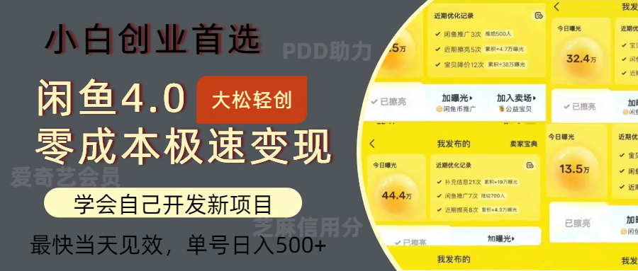 闲鱼0成本极速变现项目，多种变现方式 单号日入500+最新玩法 - 猎人社区-猎人社区