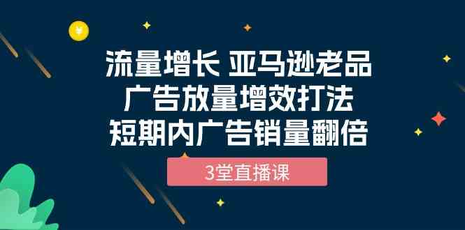 流量增长 亚马逊老品广告放量增效打法，短期内广告销量翻倍（3堂直播课） - 猎人社区-猎人社区