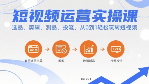 短视频运营实操课，选品、剪辑、测品、投流，从0到1轻松玩转短视频 - 猎人社区-猎人社区