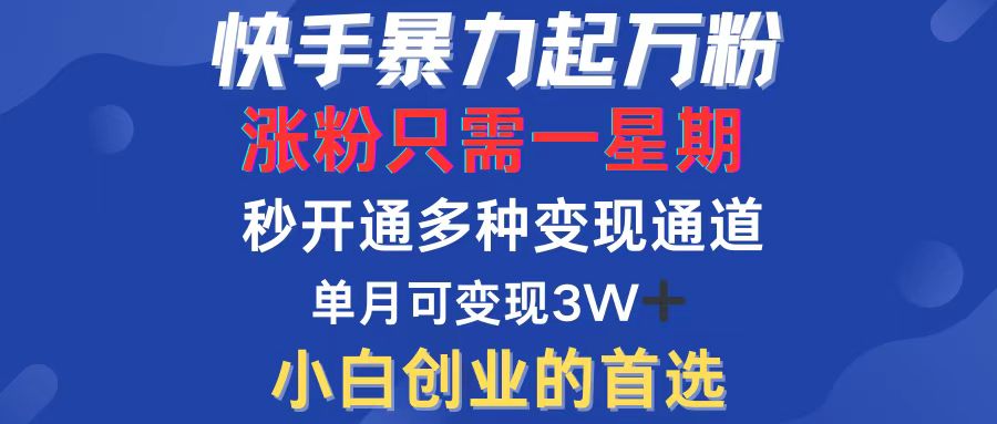 快手暴力起万粉，涨粉只需一星期，多种变现模式，直接秒开万合，小白创… - 猎人社区-猎人社区