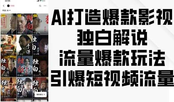 AI打造爆款影视独白解说，流量爆款玩法，引爆短视频流量 - 猎人社区-猎人社区