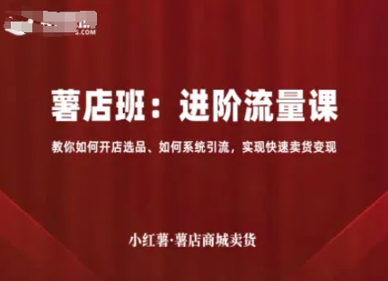 小红薯薯店商城卖货，进阶流量课，教你如何开店选品、如何系统引流，实现快速卖货变现-猎人社区