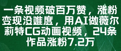 一条视频破百万赞，涨粉变现没难度，用AI做薇尔莉特CG动画视频，24条作品涨粉7.2W - 猎人社区-猎人社区