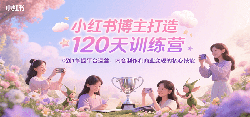 小红书博主打造120天训练营，0到1掌握平台运营、内容制作和商业变现 - 猎人社区-猎人社区