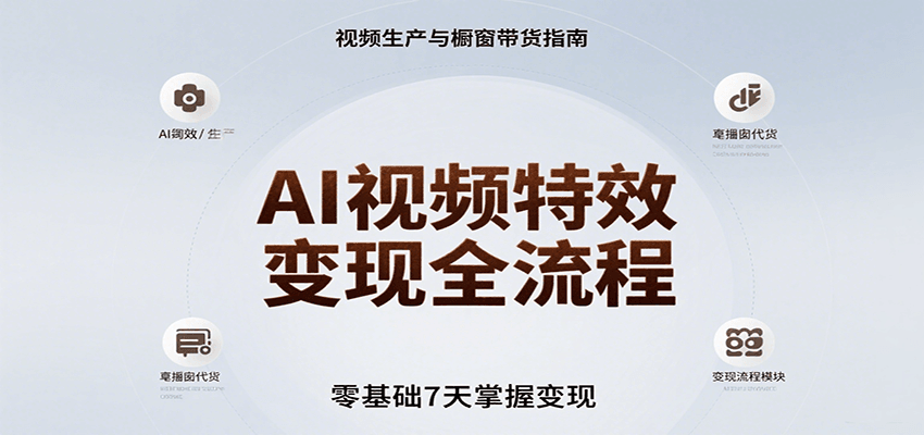 AI视频特效变现全流程，零基础7天掌握视频生产到橱窗带货变现-猎人社区