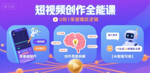 短视频创作课，短视频制作、创作思路、Ai写爆款文案 - 猎人社区-猎人社区