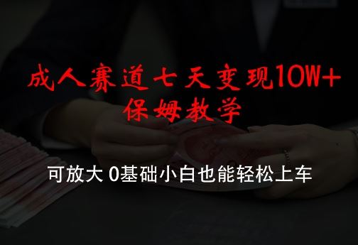 成人赛道七天变现10W+保姆教学，可放大，0基础小白也能轻松上车【揭秘】 - 猎人社区-猎人社区