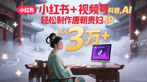 小红书+视频号+抖音，AI轻松制作唐朝贵妇IP，每天30分钟，轻松产出N条，月入3W+ - 猎人社区-猎人社区