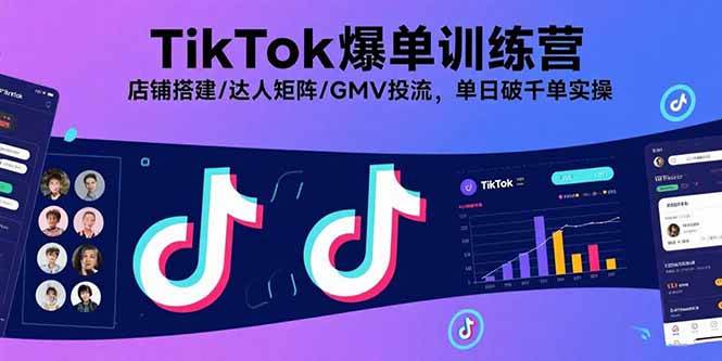 TikTok爆单训练营，店铺搭建/达人矩阵/GMV投流，单日破千单实操-猎人社区
