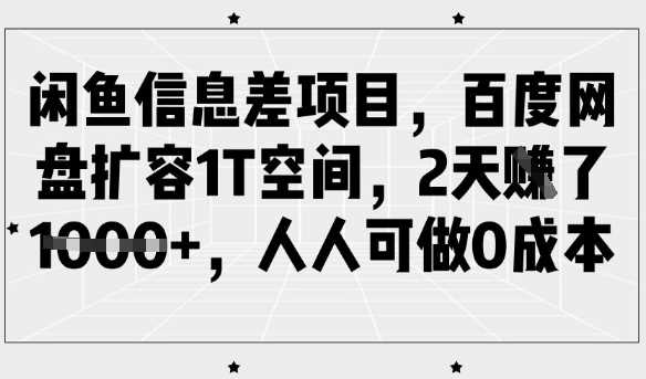 闲鱼信息差项目，百度网盘扩容1T空间，2天收益1k+，人人可做0成本 - 猎人社区-猎人社区