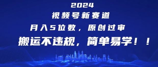 2024视频号新赛道，月入5位数+，原创过审，搬运不违规，简单易学【揭秘】 - 猎人社区-猎人社区
